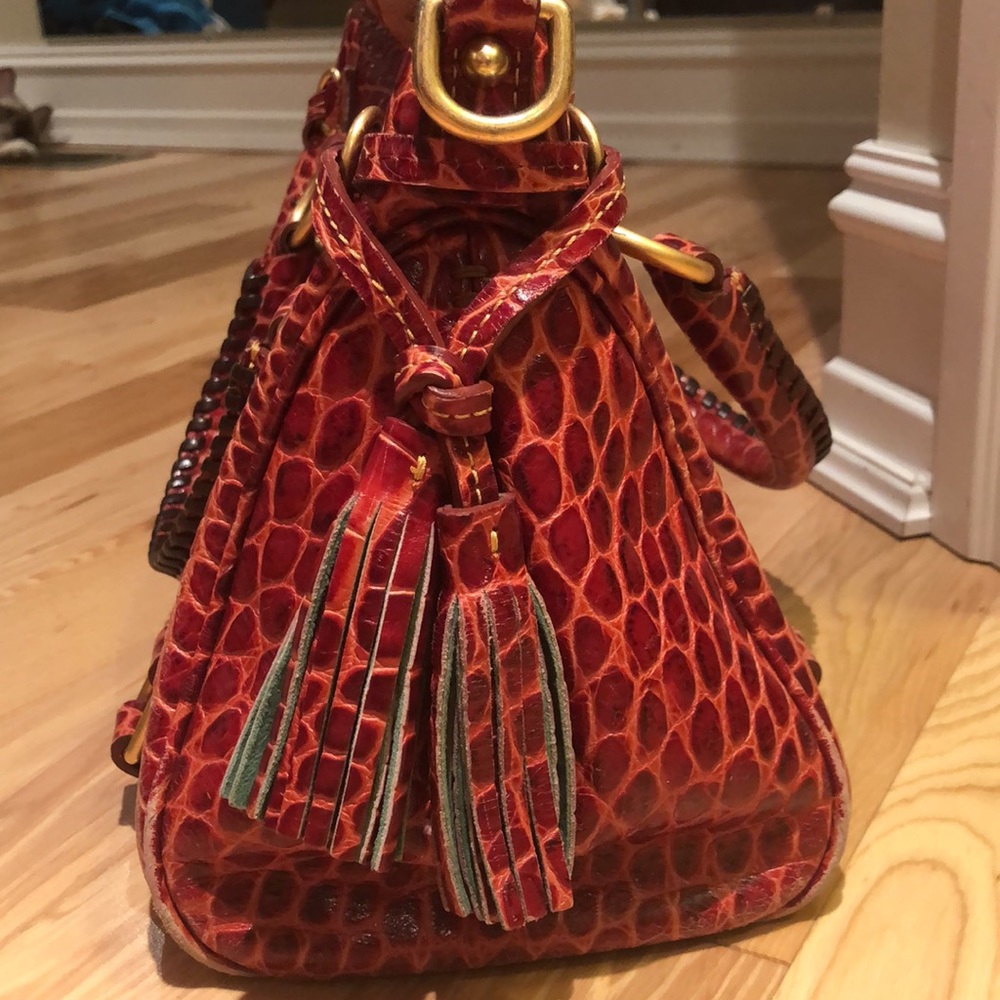 Dooney & Bourke Red Croc-Embossed Leather Shoulder Bag - Picture 2 of 6